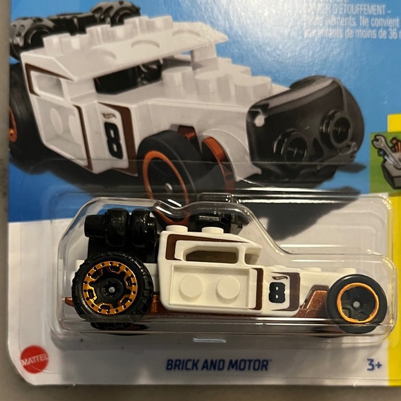 Hot Wheels Mega White and Black Toy Car Compatible with Legos - Picture 2 of 4